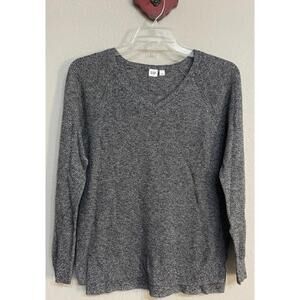 Gap Womens Large Gray Vneck Tunic Pullover Casual Lightweight Knit Sweater A1626